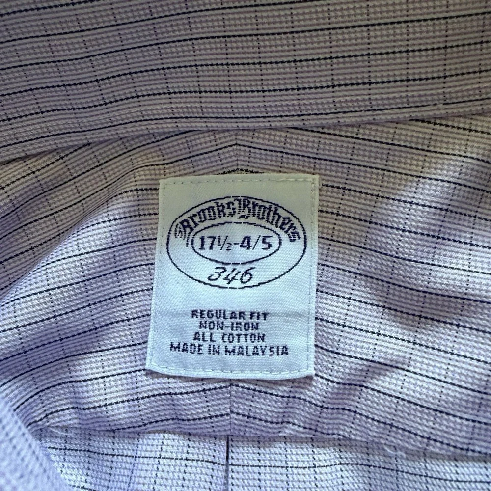 Brooks Brothers Men's Regular Fit Non-Iron Button-Up Shirt 17-4/5 Lavender Plaid